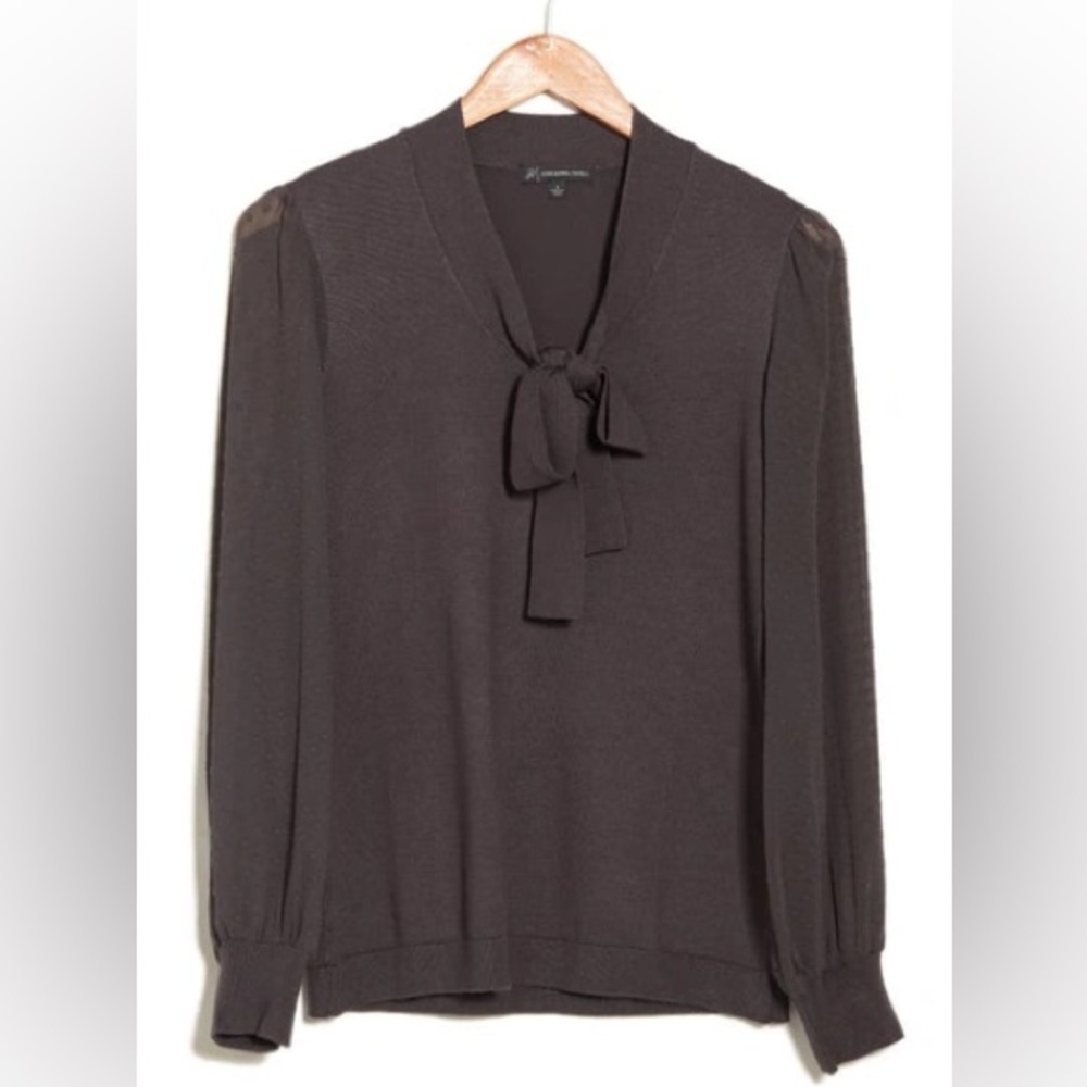 Adrianna Papell Black Sweater with Bow Accent - Picture 5 of 7